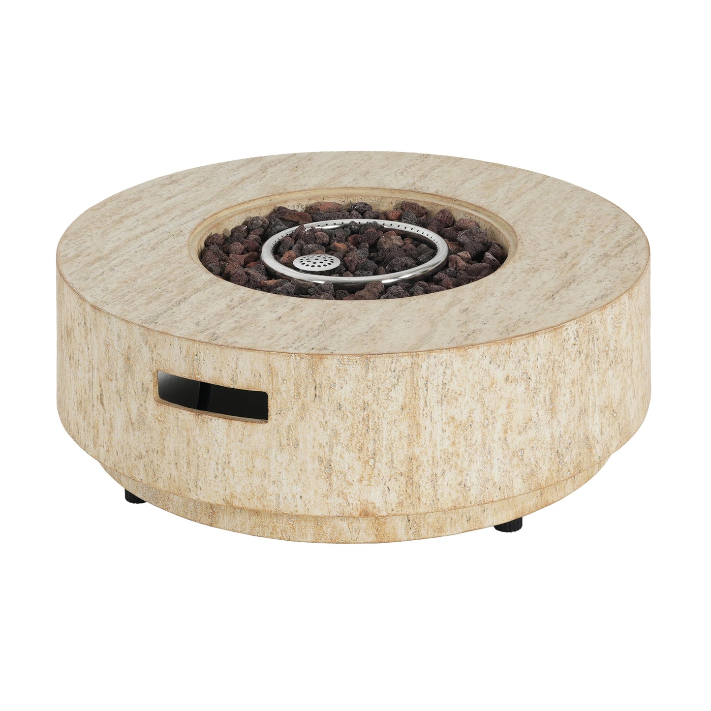 Christopher Knight Home Hearth Outdoor Fire Pit and Tank Holder Set, Lightweight Concrete Tank Table, 40000BTU Round Fire Pit, Concrete Patio Fire Table, No Assembly Needed, Travertine Beige