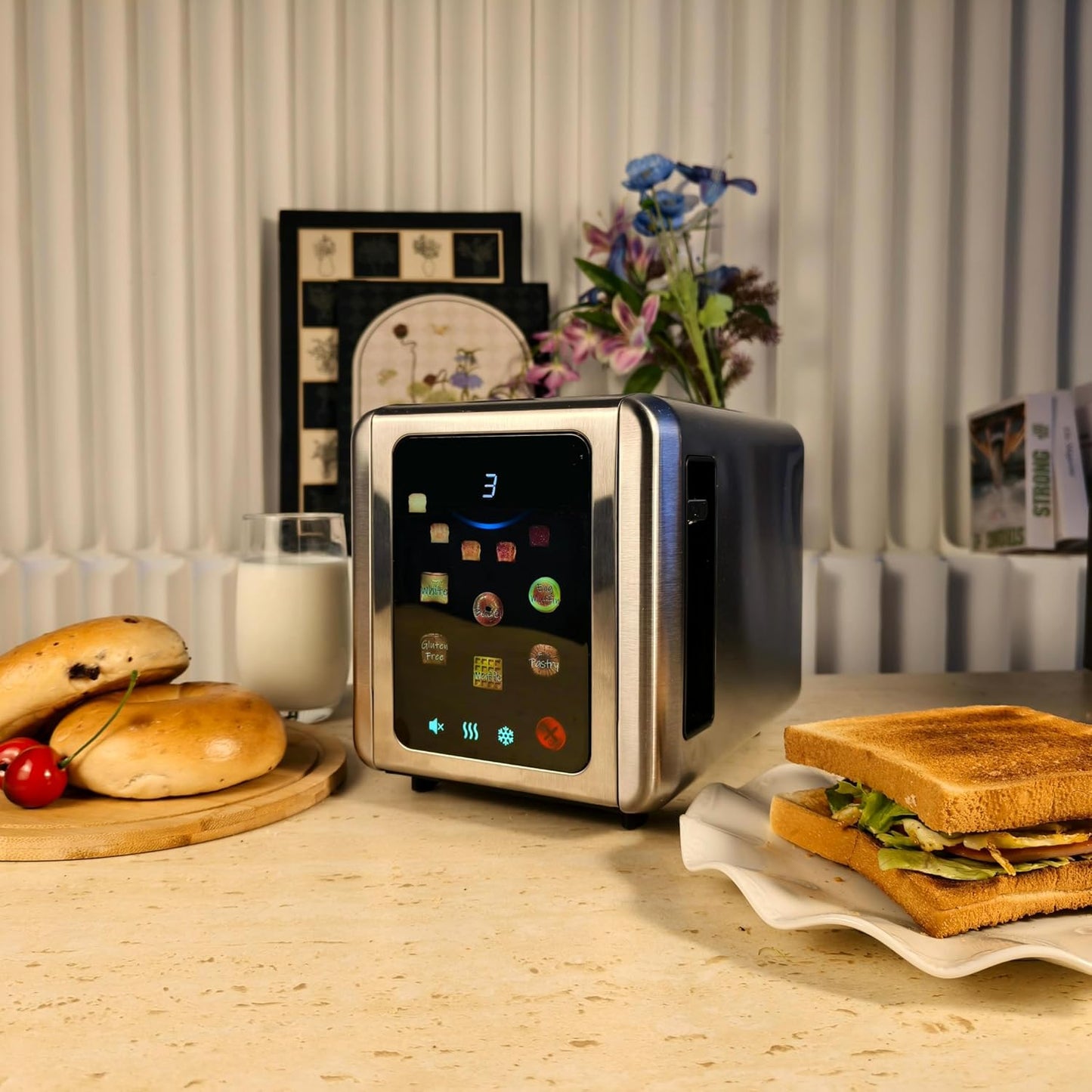 WHALL Touch Screen Toaster - 2 Slice Smart Toaster with Digital Timer & 6 Shade Settings | Stainless Steel, Silver