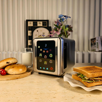 WHALL Touch Screen Toaster - 2 Slice Smart Toaster with Digital Timer & 6 Shade Settings | Stainless Steel, Silver