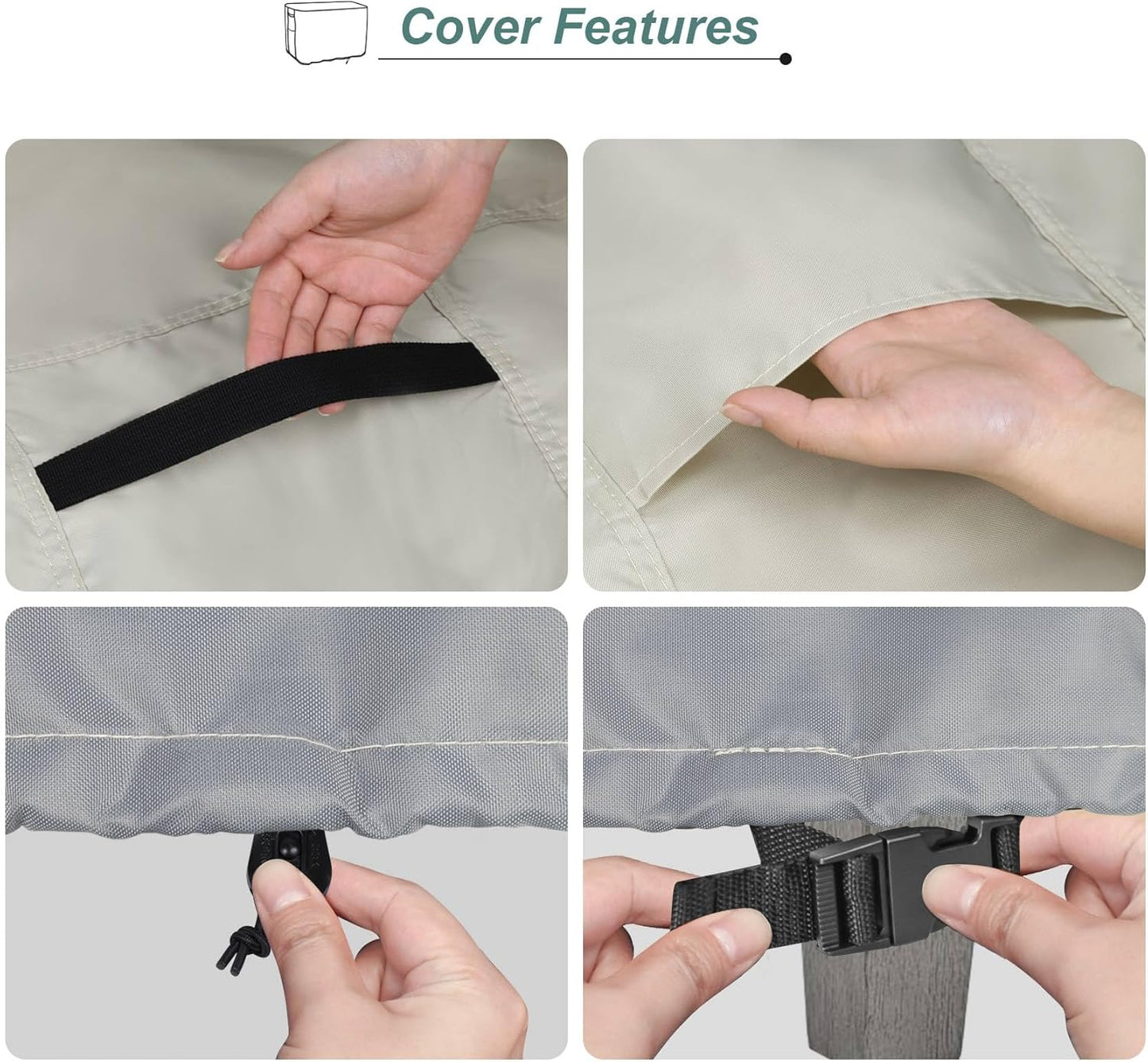 28L 28W 17H inch Patio Ottoman Cover, Waterproof Outdoor Square Furniture Cover for Side & End Table x x