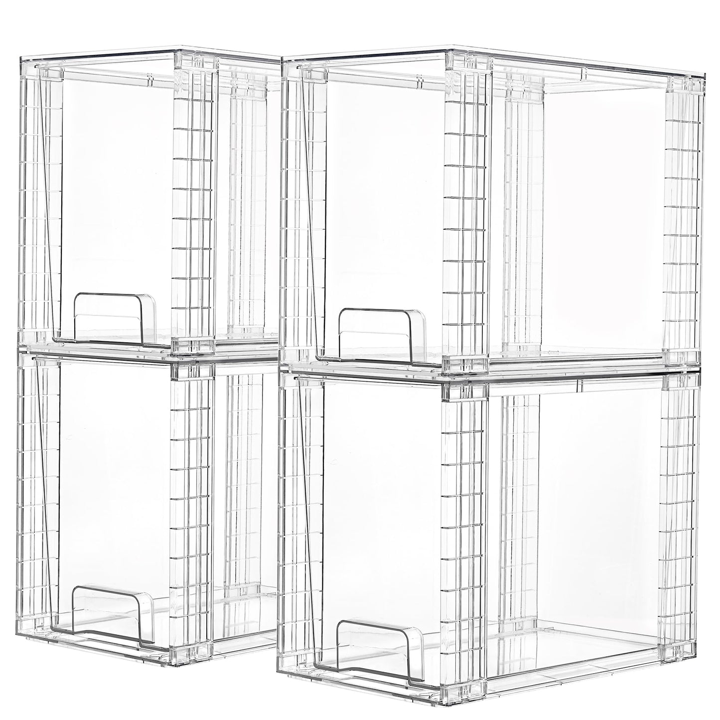 Vtopmart 4Pack Large Stackable Kitchen Pantry Storage Drawers, Clear Organizer Bins with Handles, Acrylic Drawer Organizers for Kitchen Pantry, Bathroom Undersink, Cabinet Organization and Storage