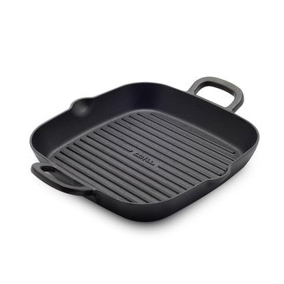 GreenPan x Bobby Flay Cast Iron 11” Square Grill Pan, Pre-Seasoned Professional Grade Heavy Duty Skillet, Helper Handles, Induction Suitable, Stovetop, Oven, BBQ & Fire, Indoor & Outdoor Use, Black