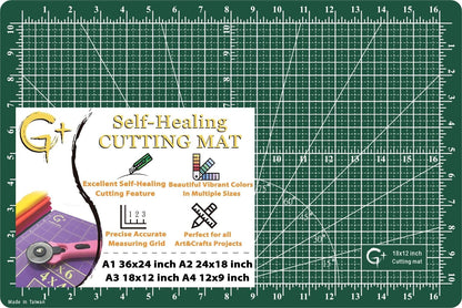 G+ Self healing Crafting Mat 12" x 18", Double-Sided Cutting Board 5-Ply Rotary Cutting Mat for Crafts, Fabric, Quilting, Sewing, Hobby, Precision Project