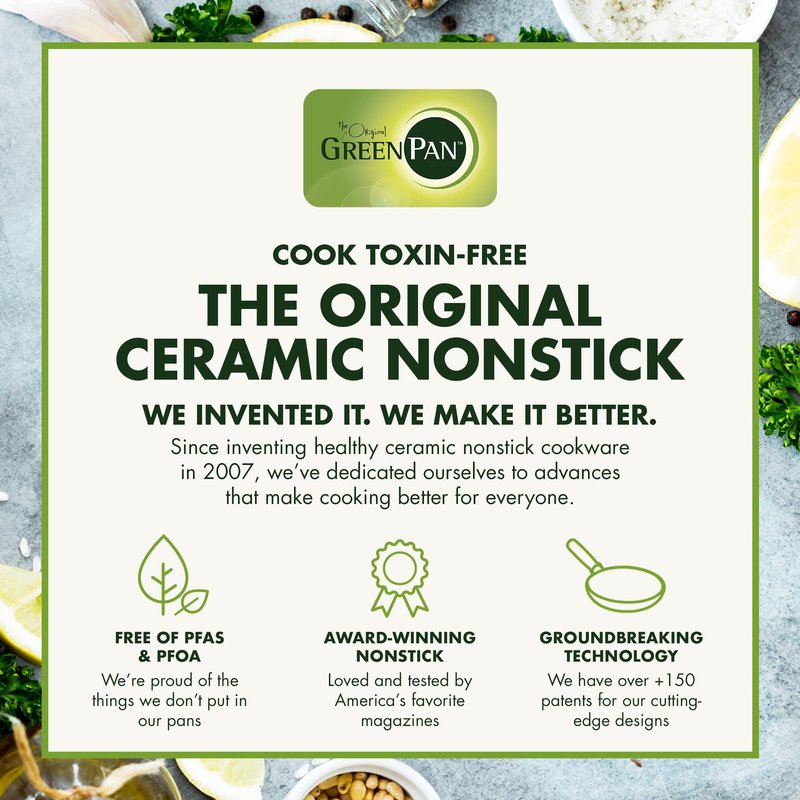 GreenPan Rio Hard Anodized Healthy Ceramic Nonstick, 7" 9.5" and 11" 3 Piece Frying Pan Skillet Set, Soft Grip Handle, PFAS-Free, Dishwasher Safe, Oven Safe, Black