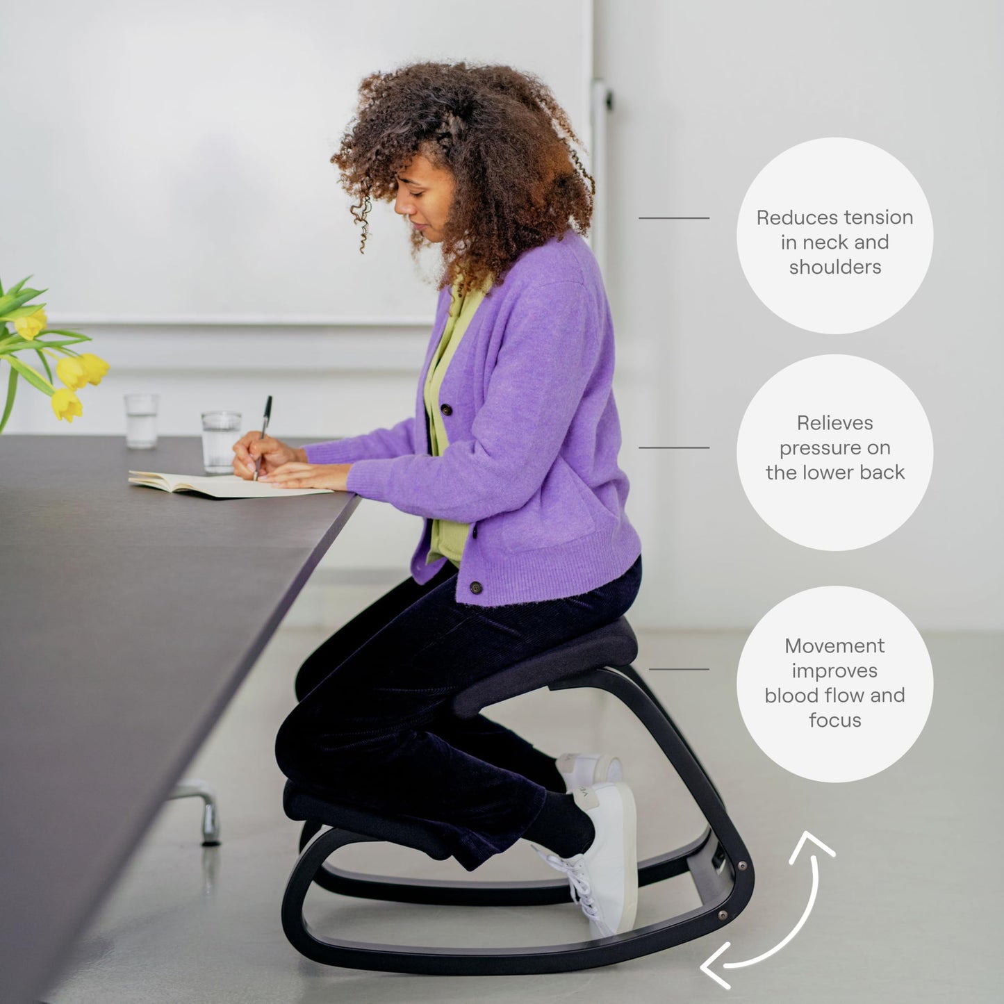 Varier Variable Monochrome Plum Ergonomic Office Kneeling Chair for Desk – Back Pain Relief, Rocking Seat for Home, Study & Posture Support – 10 Year Quality Guarantee