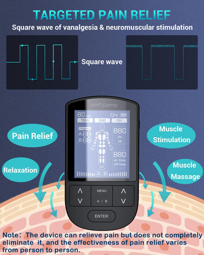 Comfytemp TENS Unit Muscle Stimulator for Pain Relief Therapy, FSA HSA Eligible TENS Machine with 24 Modes and DIY, Dual Channel EMS Unit, Pulse Muscle Massager for Back, Shoulder, Sciatica, Knee
