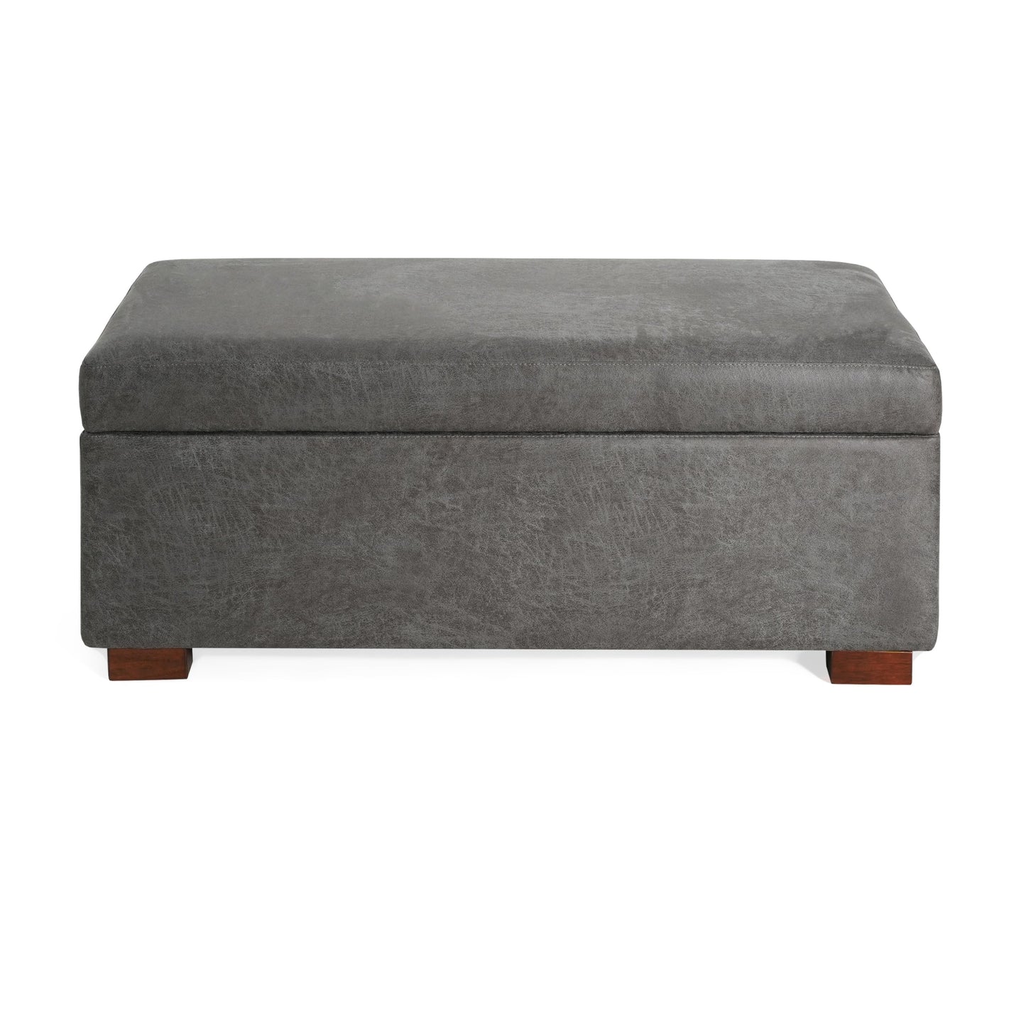 Christopher Knight Home Kaisa Rectangle Storage Ottoman, Wooden Frame Ottoman Bench with Large Seat for Living Room/Entryway, Comfy Seating Experience with Dense Foam Padding, Dark Grey