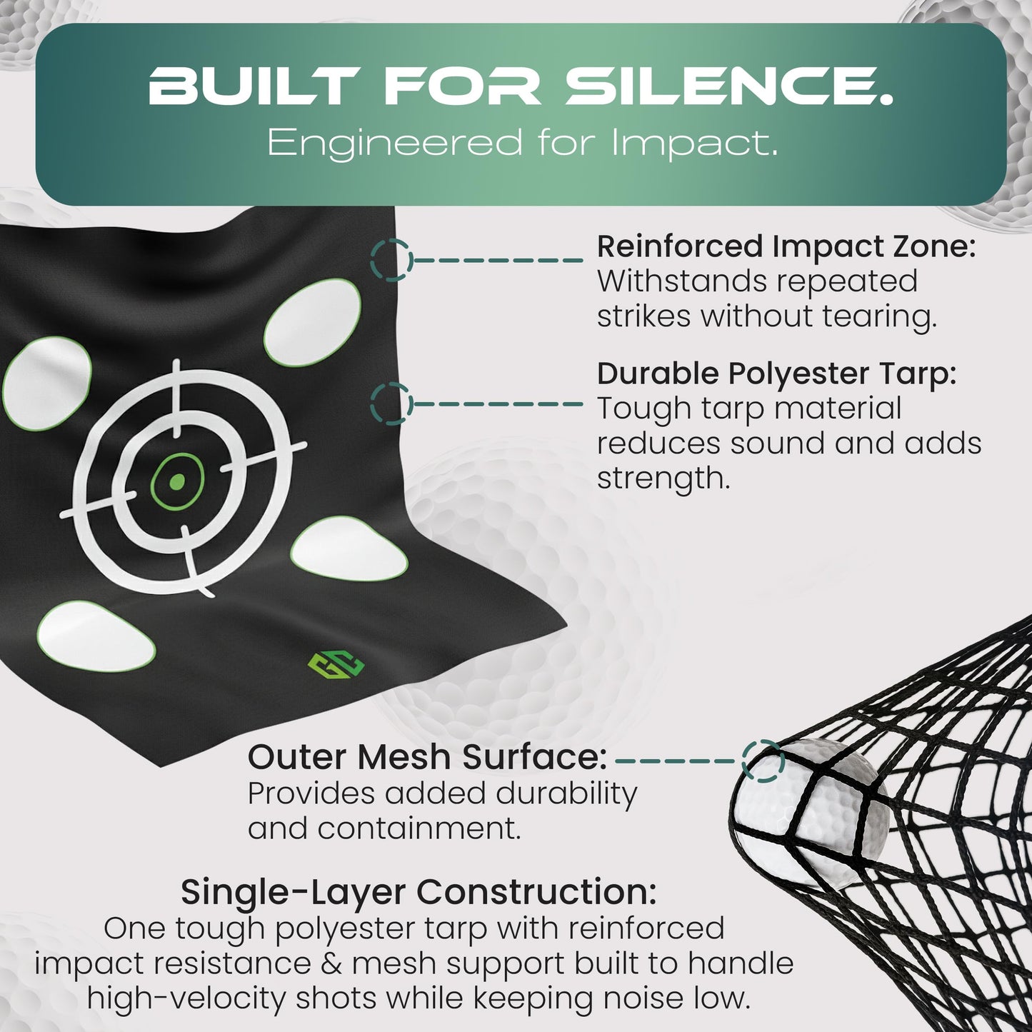 Heavy-Duty Golf Hitting Net 10x8x5.5 FT- Golf Practice Net with Silent Target Tarp, 4-Ply Net, Mat & Tee, Steel Tubes, Poles & Carry Bag - Golf Nets for Backyard, Indoor, Outdoor & Garage
