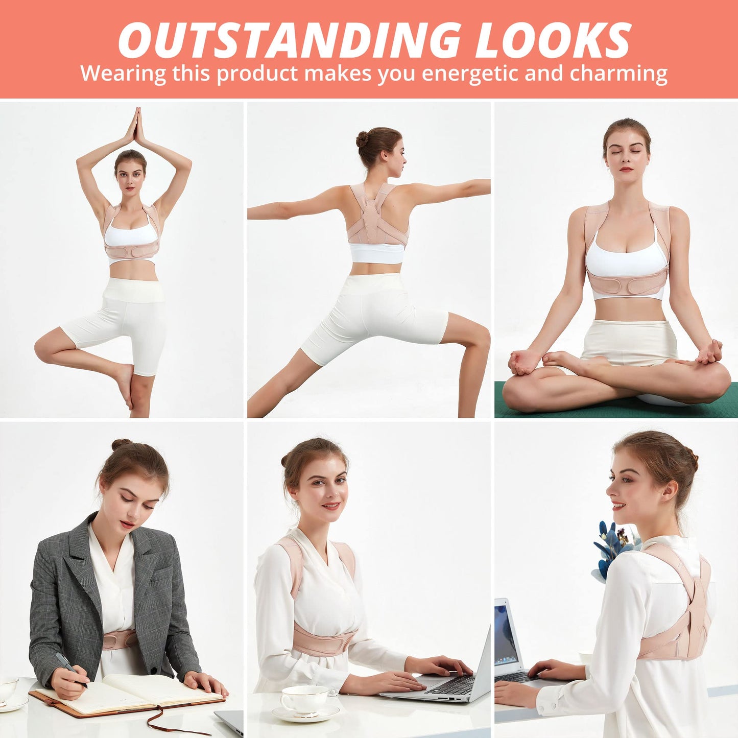 SHAPERKY Posture Corrector for Women and Men, Adjustable Upper Back Brace for Posture Hunchback Support and Providing Pain Relief from Neck, Shoulder, and Upper Back (Small/Medium)