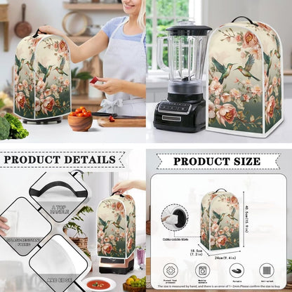 Hummingbirds Kitchen Appliance Dust Cover Set, Vintage Flower Toaster and Blender Covers for Kitchen Protection