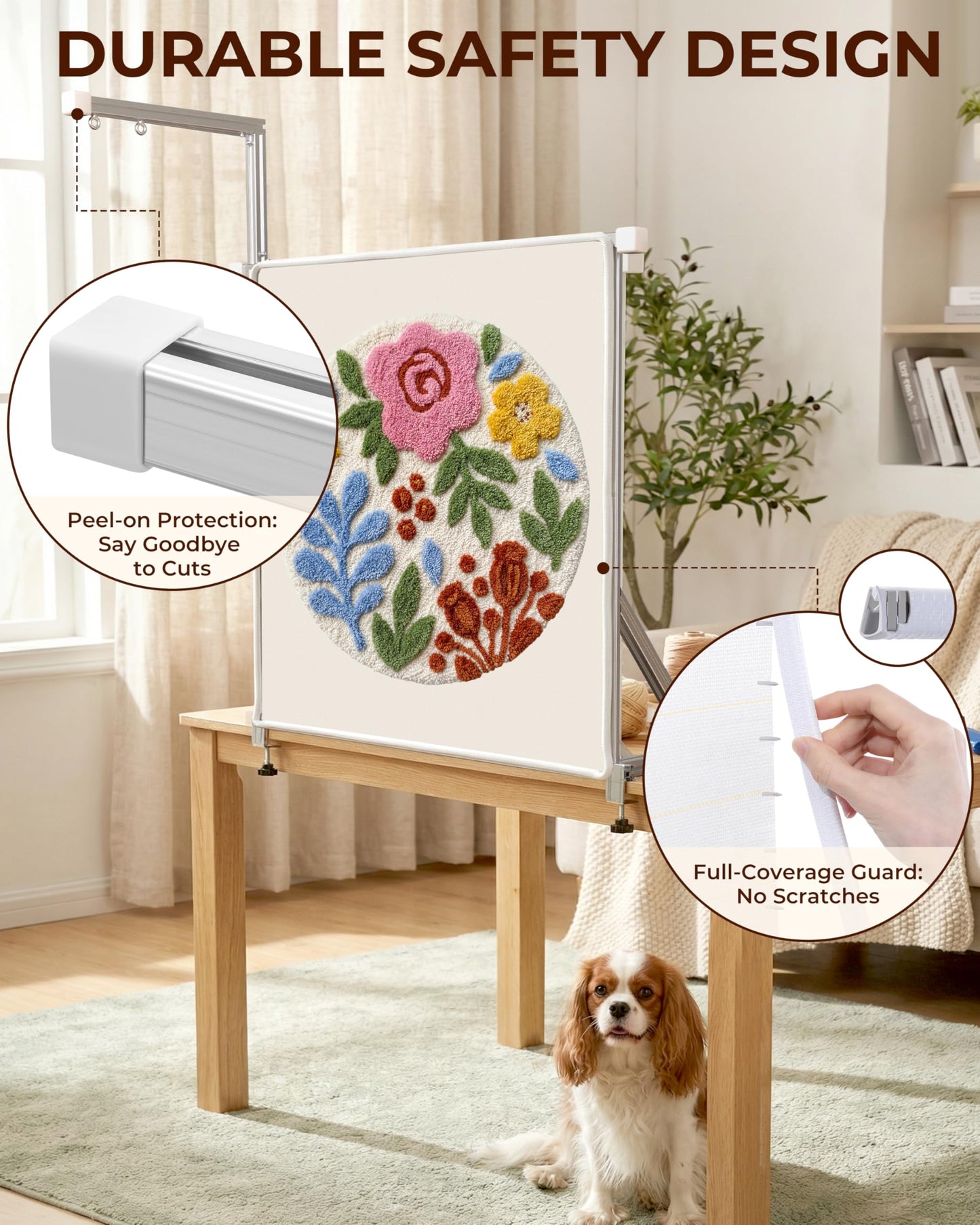 Cozytuft Aluminum Tabletop Tufting Frame (35.5") with Anti-Puncture Strip, Adjustable Rug Tufting Frame, Space-Saving Design for Punch Needle & Rug Making, Easy Clamp Setup