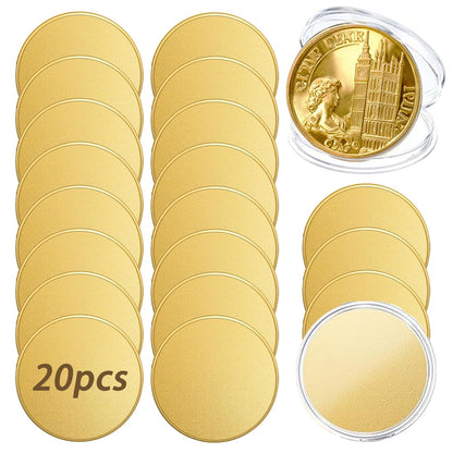 20PCS Brass Coin Blanks 40mm Diameter 2mm Thickness Laser Engravable Coins for DIY Customization Personalized Gifts Challenge Coins Memorial Projects