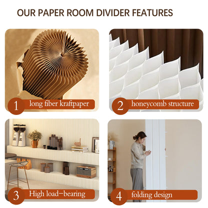 Paper Room Divider with Shelves Retractable Room Dividers Folding Privacy Screens Paper Partition Wall Divisor de Habitaciones for Home/Office/Clothing Store/Enterprise Office,Trade Show