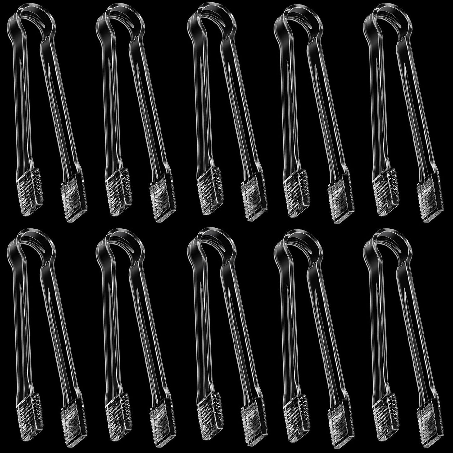 Patelai 10 Pieces Small Plastic Serving Tongs for Appetizers, Clear Mini Sugar Cube Buffet Ice Tongs, 6.3 Inch