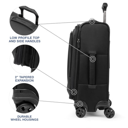 Travelpro Crew Classic Lightweight Softside Expandable Carry on Luggage, 8 Wheel Spinner Suitcase, Men and Women, Carry On 21-Inch, Black