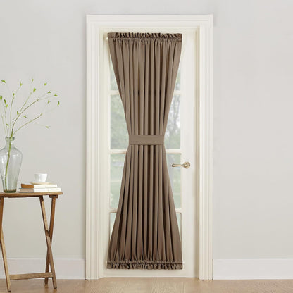 Sun Zero Barrow Energy Efficient Rod Pocket Door Curtain Panel, 54" x 72", Mocha
