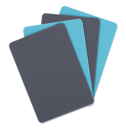 Dexas Heavy Duty Cutting Board Grippmat, Flexible Cutting Boards for Kitchen, Set of 4, Non Slip Plastic Board Cutting Mat 8 by 11 inches, Gray and Turquoise Set Kitchen Gadgets