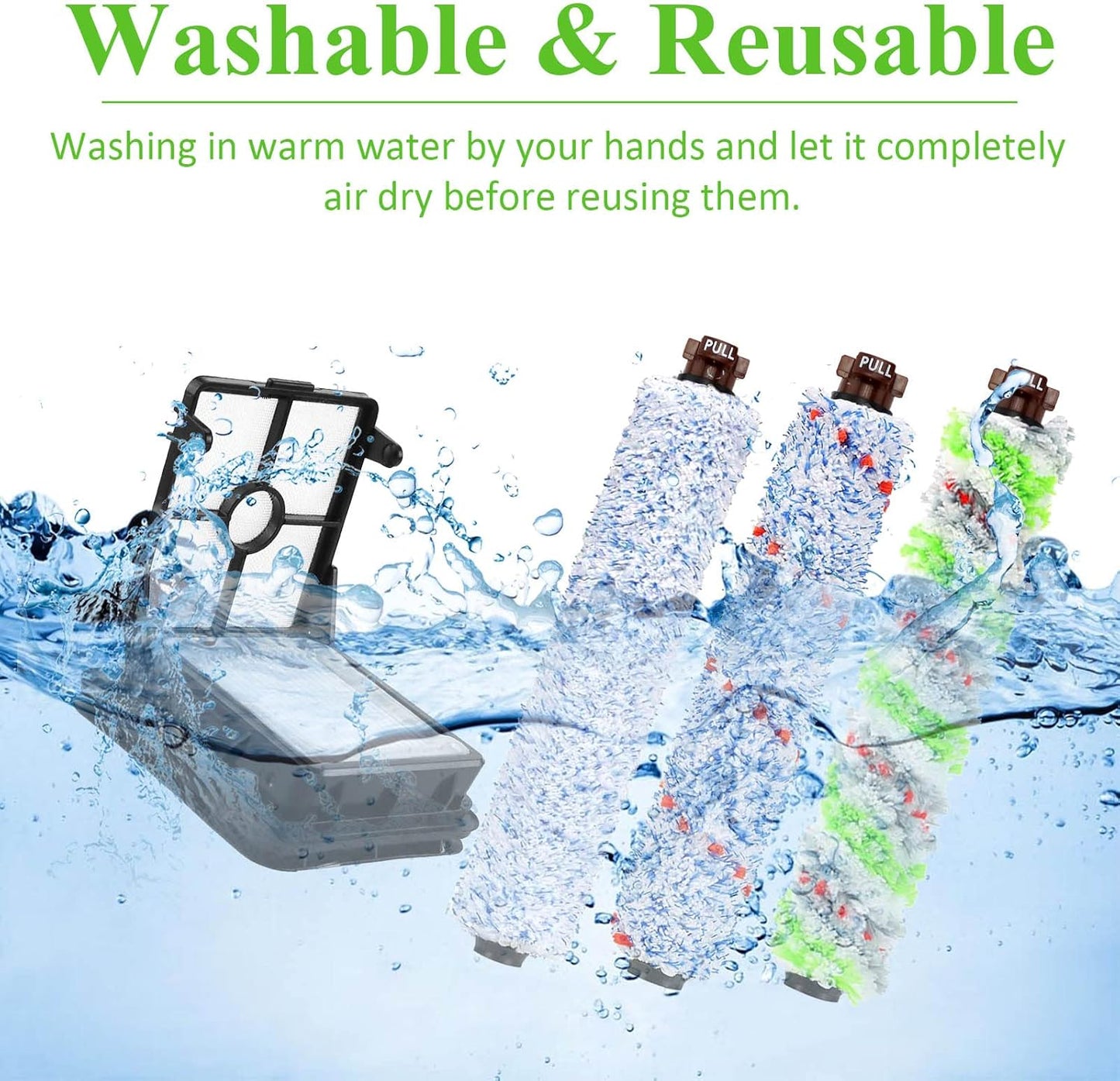 CROSS WAVE Brush Roll & Filter Replacement for Bissell Crosswave 1785A 2306A Vacuum Cleaner