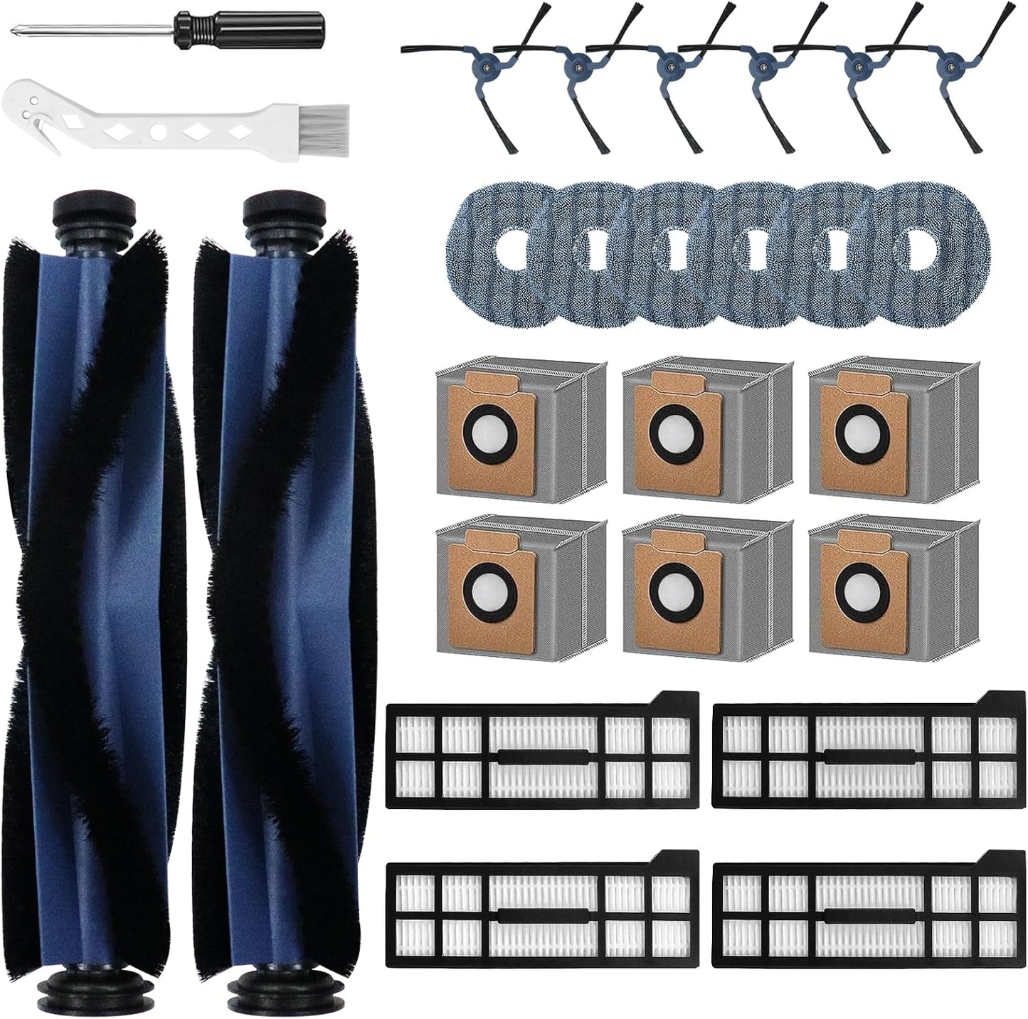 26 Pack X10 2 4 6 6 6 1 1 Replacement Parts Kit for Eufy Pro Omni Robot Vacuum Accessories, Main Roller Brush Filters