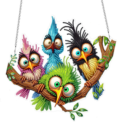 MUNORIAY Diamond Art Hanging Kit for Adult,DIY Acrylic Double Sided Bird Diamond Art Painting Window Suncatchers Pendants,Diamond Hanging Kit Crystal Gem Craft for Home Garden Wall Decor