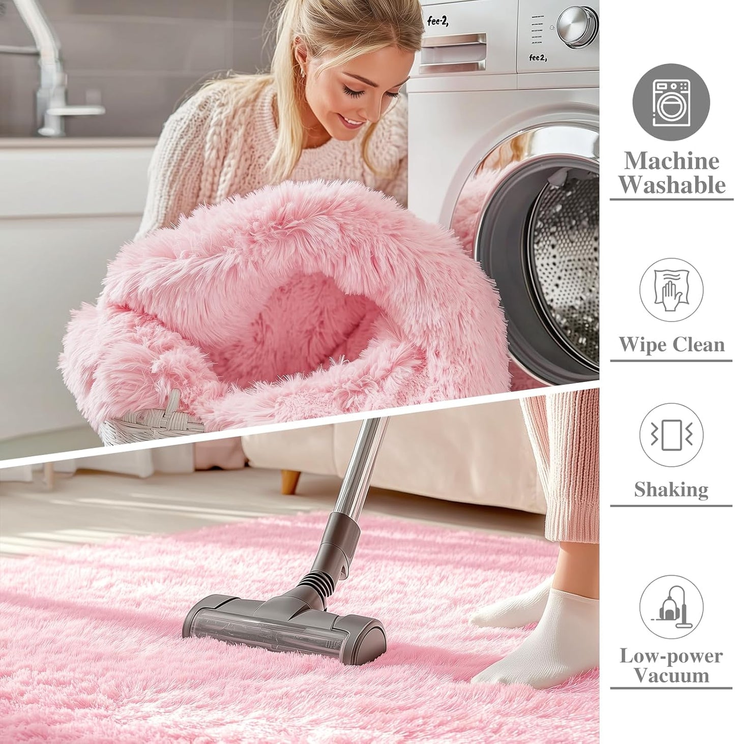 OLANLY Small Bedside Rug - Soft Fluffy Shaggy Entryway Throw Rug for Bedroom & Nursery | Pink 2x3 ft