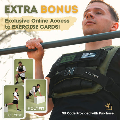 Polyfit (Warrior) Adjustable Weighted Vest - 25lb | 35lb | 45lb - Weight Vest with Adjustable Iron Weights for Men and Women - Workout Vest for Strength Training, Running, Walking, Rucking - GREEN - 20KG