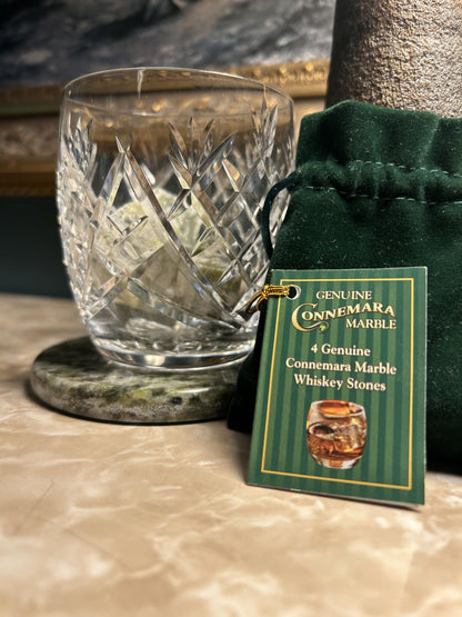 JC Walsh and Sons Set of 4 Whiskey Stones Irish Connemara Marble Chilling Rocks Reusable Ice Cubes Scotch, Bourbon, Liquor and Cocktail DrinksStones Bar Accessories Gifts for Men