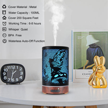 Essential Oils Diffuser,Aromatherapy Diffuser,Birthday for Women Mom Grandma,Metal Cool Mist Humidifier with 7 Colors Lights Waterless Auto Off Air Diffusers (Dragonfly)