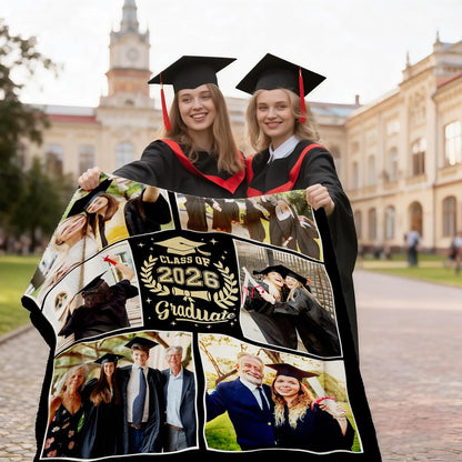 2026 2026 Personalized Graduation Blanket with Pictures, Graduation Gifts for Women & Men,Custom Class of Photo Gifts