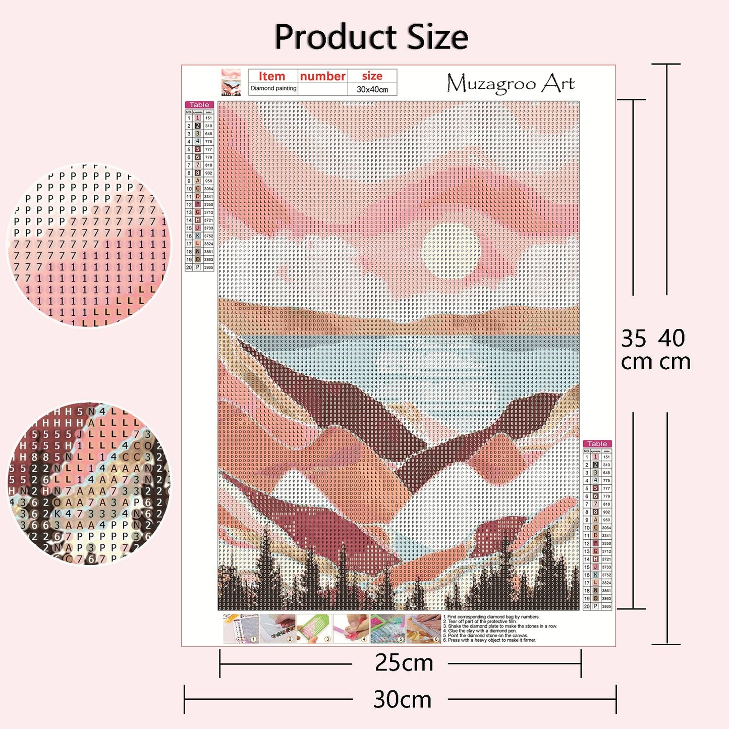 Muzagroo Art Diamond Painting Kits for Adults, DIY 5D Diamond Art Kits for Beginners, Abstract Landscape Arts and Crafts for Living Room, 4 PCS Kids Room Wall Art