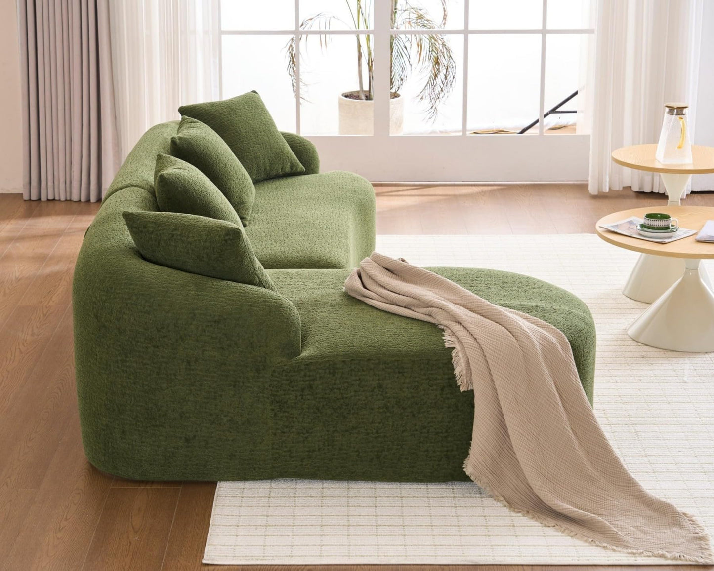 KEIKI L-Shaped Chenille Modular Sectional Couches with Chaise Lounge & 4 Pillows, 3 Seater Oversized Upholstered Luxury Plush Cloud Sofa for Living Room Apartment, Full Sponge Compression