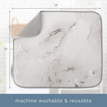 S&T INC. Dish Drying Mat - Absorbent Microfiber Kitchen Counter Pad, 16” x 18”, Large Grey Stone