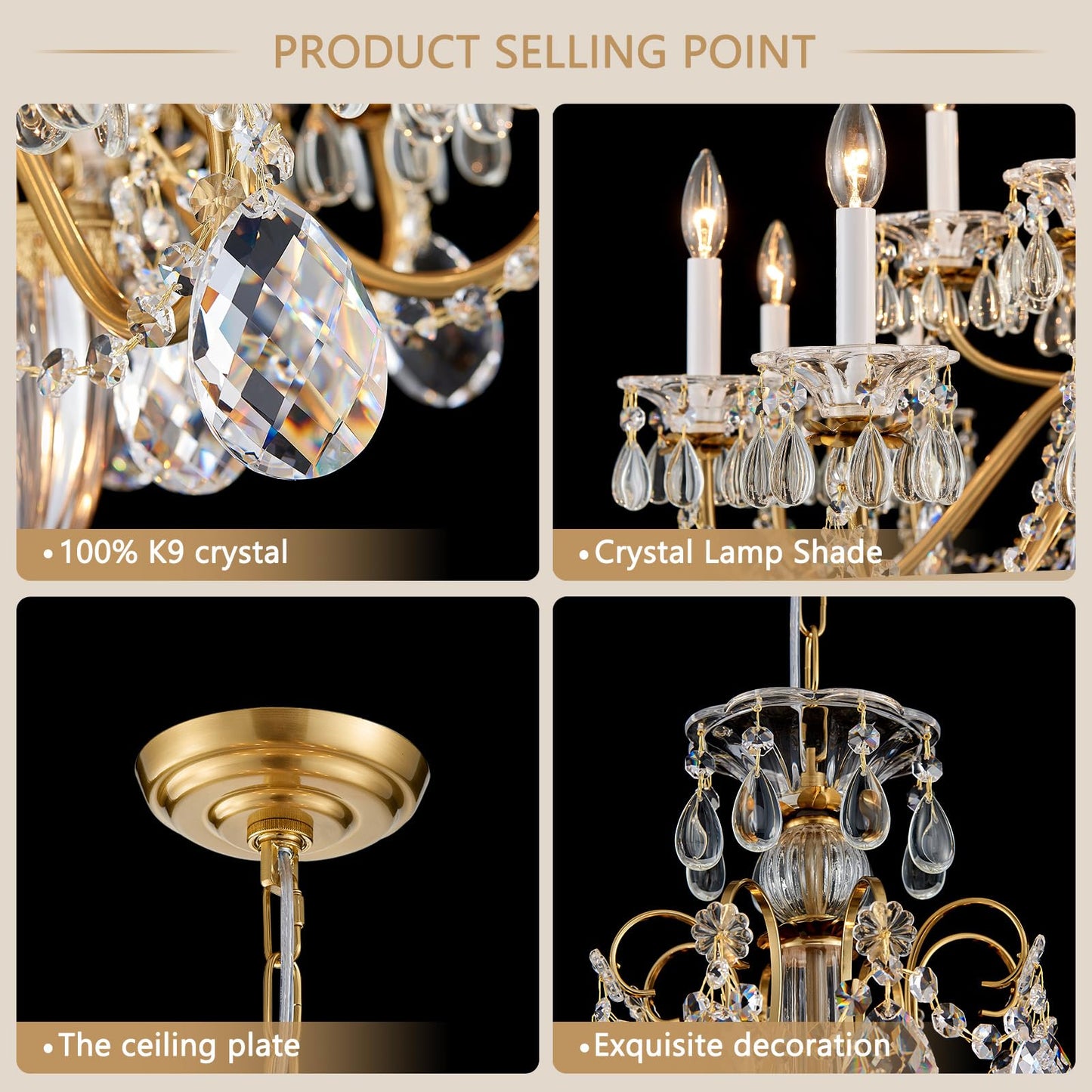 SHEKAITAO Vintage 2 Layers Crystal Chandelier for High Ceilings, 18-Light Brass Chandelier, Pendant Ceiling Light Fixture for Living Room Hallway Lobby Foyer Entrance Hotel Banquet Hall, Dia 37"