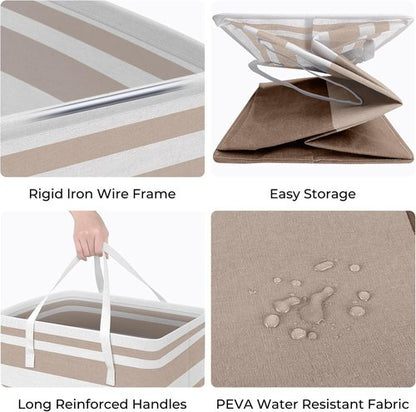 HomeHacks Large Waterproof Laundry Basket - 88L Freestanding Hamper with Extended Handles | Brown