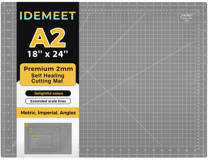 Premium 18" x 24" Self Healing Sewing Mat, Non-slip A2 Cutting Mat for Quilting, 5-Ply Rotary Cutting Board Double-Sided for Crafts Cutting Fabric Scrapbooking Modeling Projects, Anthracite Gray