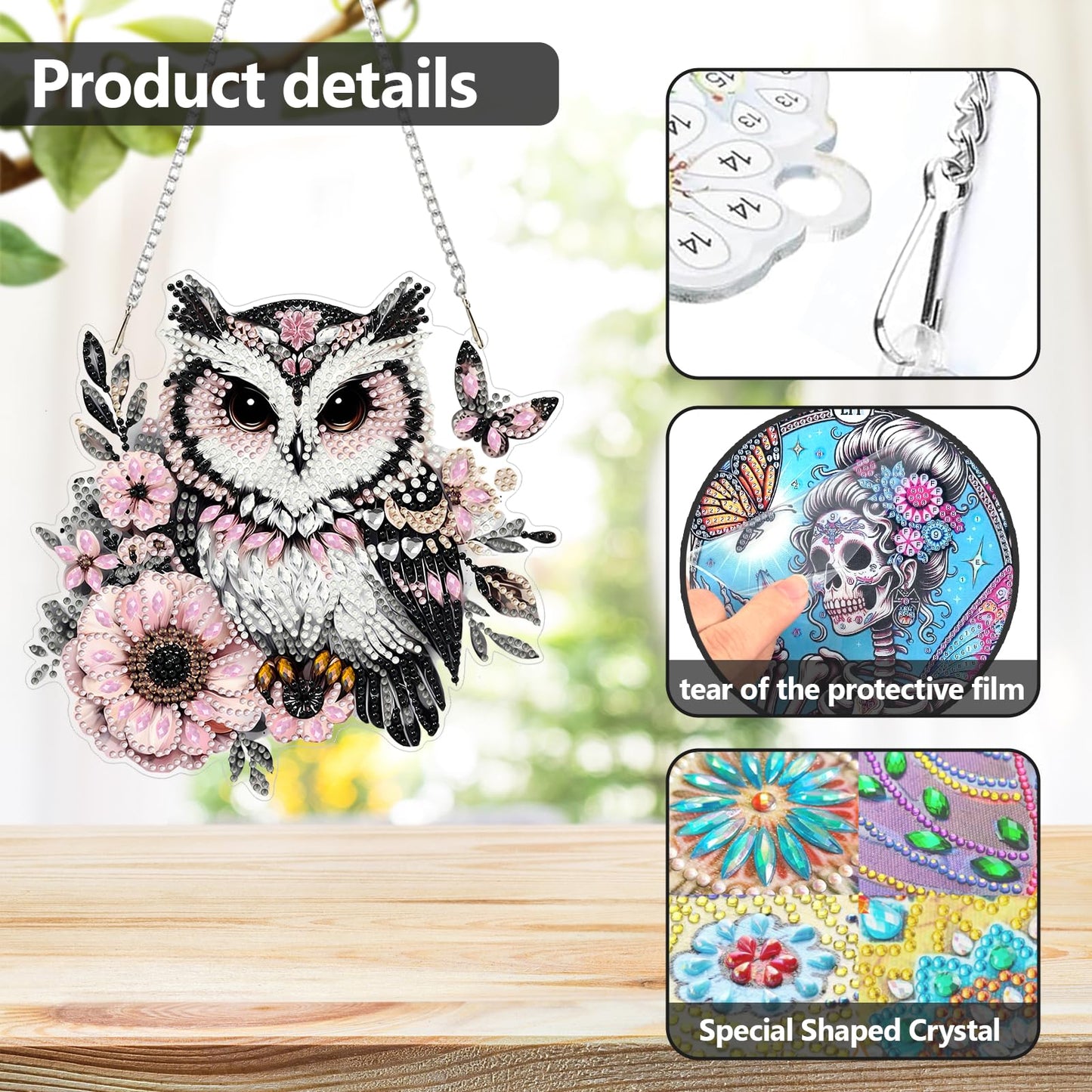 ZeeLionArt Bird Hanging Diamond Art Kits for Adults Pendant Suncatcher, Special Shaped Crystal DIY Pearl Diamond Painting Kits for Adults, Spring Summer Window Wreath Decor 7.6x7.7 Inch