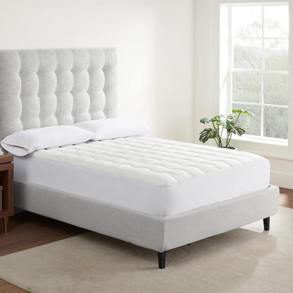 Serta Air Dry Extra Comfort Quilted Mattress Pad, Cooling & Breathable, 15" Deep Pocket, Twin, White