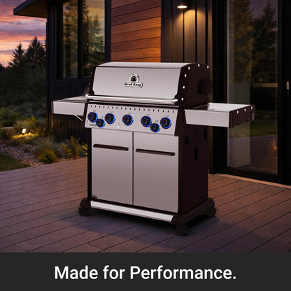 Broil King 678347 Baron S 590 Pro IR 5-Burner Pellet Ready Natural Gas Grill in Stainless Steel with Infrared Side Burner and Rear Rotisserie Burner