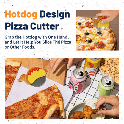 Hotdog Dachshund Pizza Cutter Wheel By YOBRO- Pizza Cutter,Pizza Slicer Stainless Steel，Funny Kitchen Accessories,gift for Dog Lovers,Creative Gifts,Cool Kitchen Gadgets for Family (One Cutter)