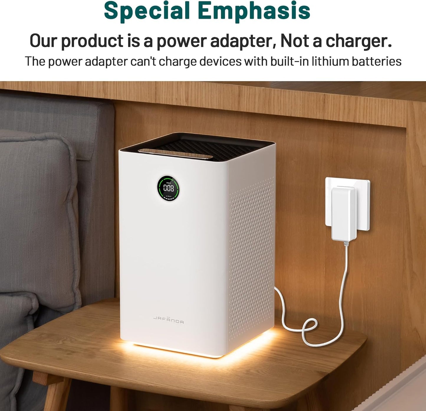 Air Purifier Power Adapter Charger for Jafaenda JF180/JF260 Replacement Charger 24V 1.5A, White US/CA