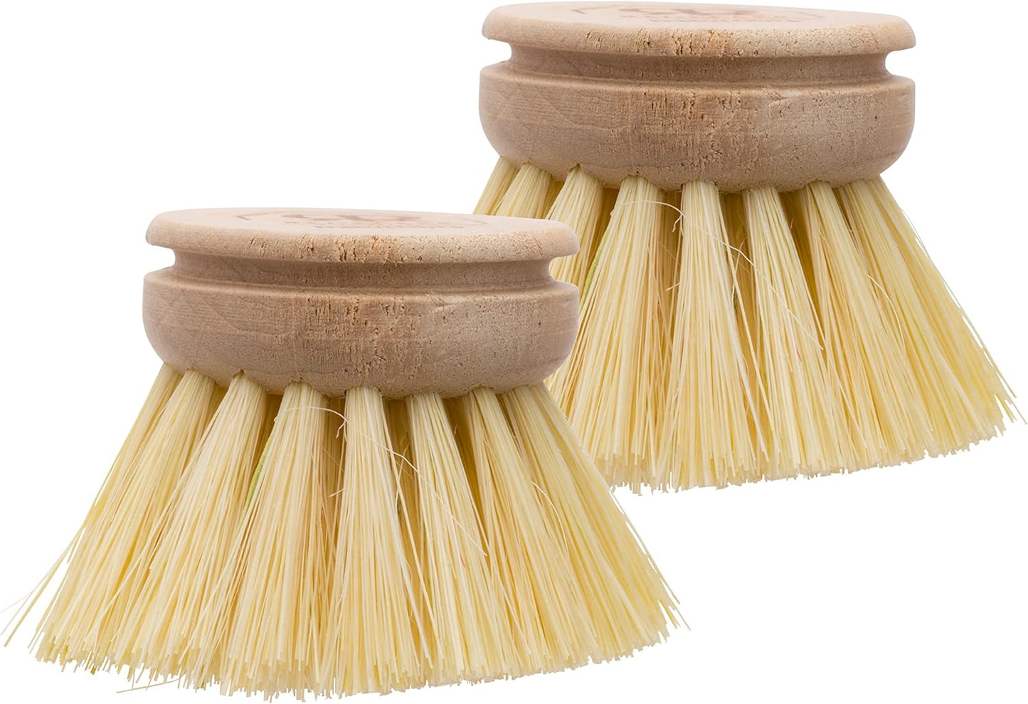 1-5/8-inch, Set 2, 100% REDECKER Replacement Head for Dish Brush, of Natural Tampico Fiber and Untreated Beechwood
