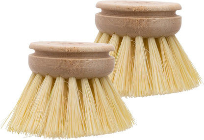 1-5/8-inch, Set 2, 100% REDECKER Replacement Head for Dish Brush, of Natural Tampico Fiber and Untreated Beechwood