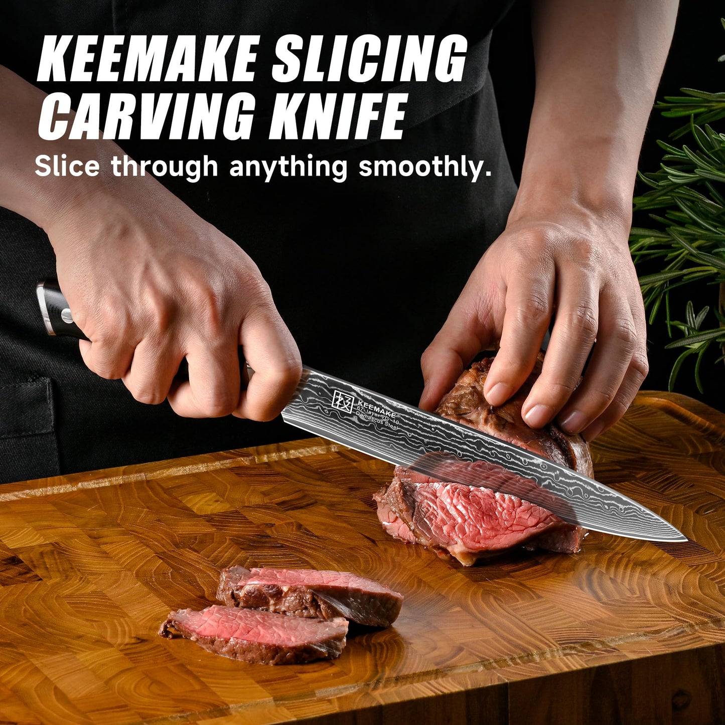 KEEMAKE Carving Knife for Meat, 8 Inch Ultra Sharp Damascus Kitchen Knives with G10 Ergonomic Handle, Brisket Knife for Meat Cutting, Japanese Knives for BBQ Ham Roast Turkey Vegetable