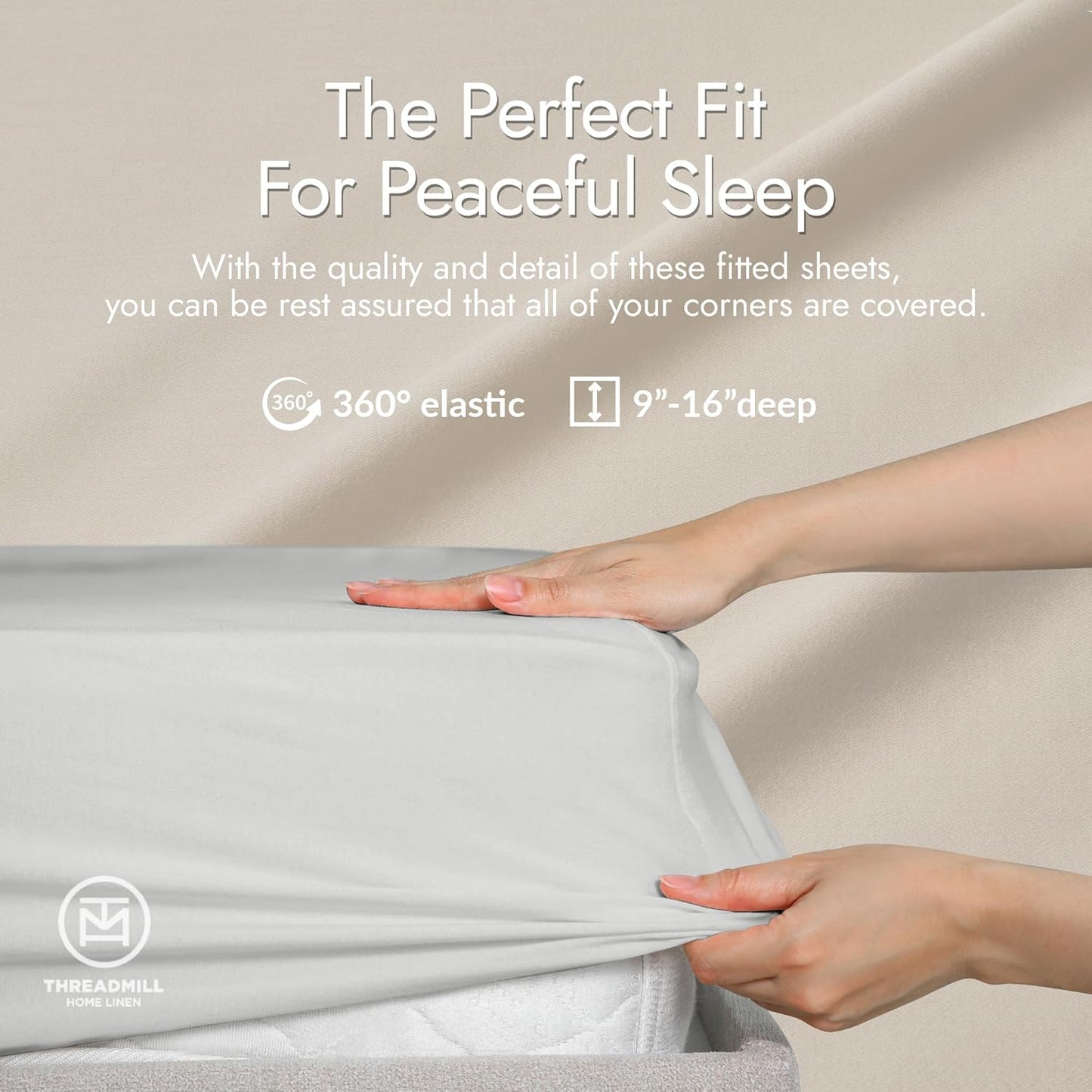 Threadmill 3 Piece Twin Sheets Set for Bed, Rayon Bamboo Cooling Bed Sheets Light Grey - 15 Inch Deep Pocket