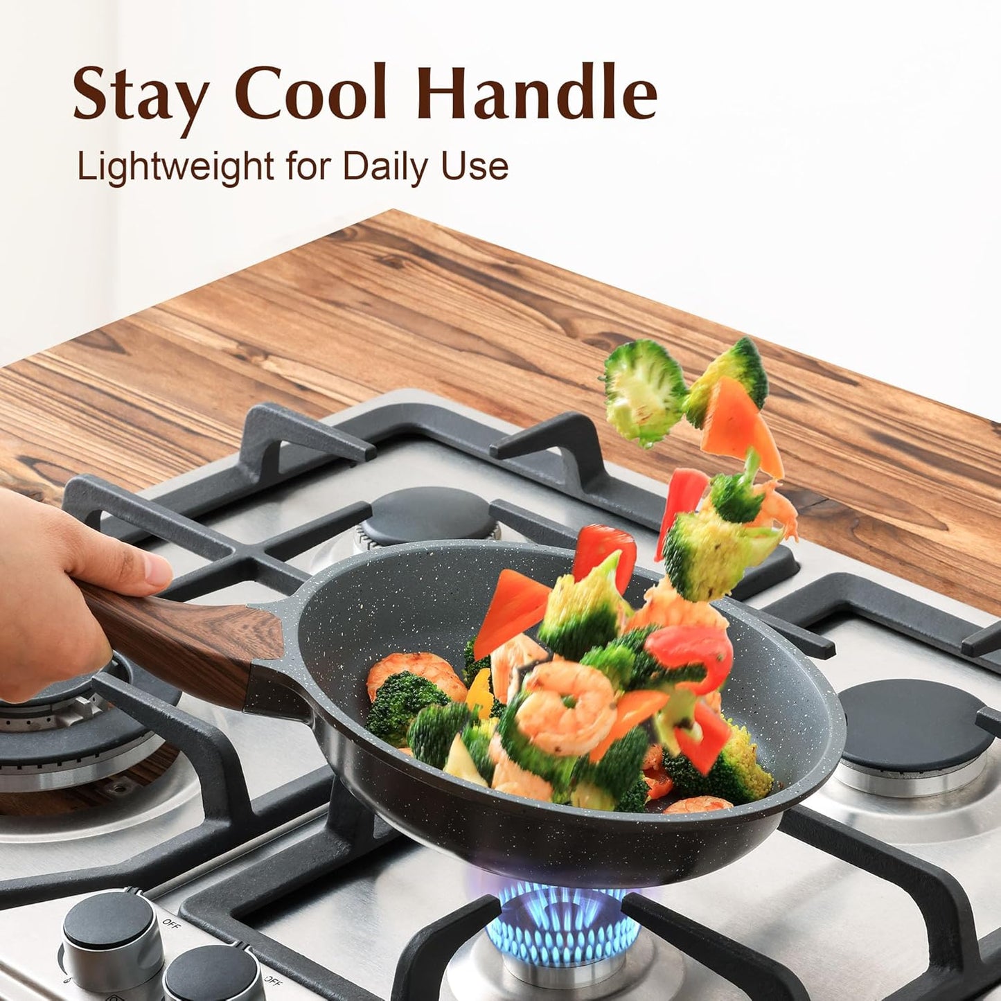SENSARTE Nonstick Frying Pan - Healthy Omelet Skillet with Glass Lid | 8-Inch PFOA Free Cookware