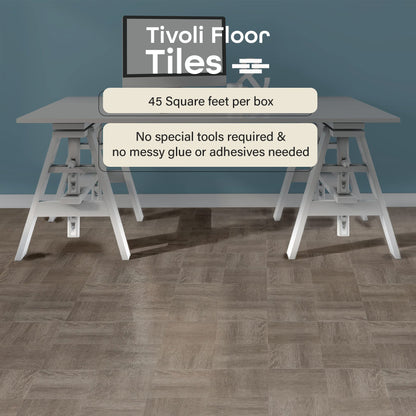 Tivoli Self Adhesive Vinyl Floor Tiles, 45 Tiles - 12" x 12", Light Oak Plank-Look - Peel & Stick, DIY Flooring for Kitchen, Dining Room, Bedrooms, Basements & Bathrooms by Achim Home Decor