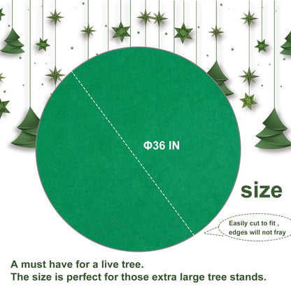 Feoang 36inch Christmas Tree Stand Mat Waterproof Floor Protector Christmas Tree Stand Pad Felt Round Xmas Tree Stand Floor Mat Under Christmas Tree for Protecting Indoor Floor（Green）