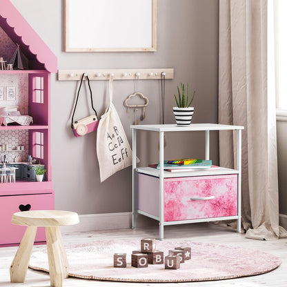 1 Sorbus Drawer Shelf Storage Nightstand - Kids Bedside Furniture End Table Night Stand with Steel Frame Wood Top