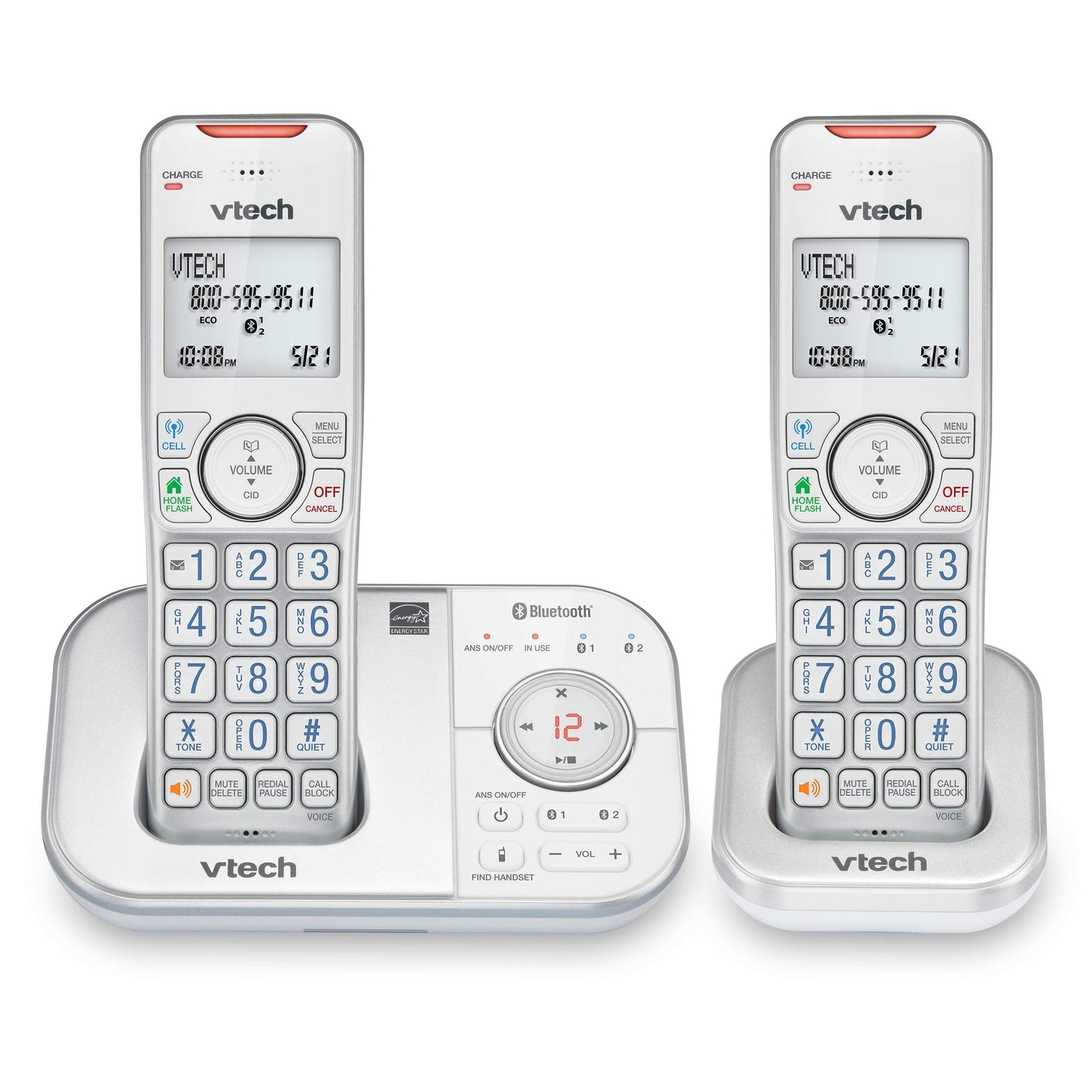 VTech VS112-4 Bluetooth 4 Handset Cordless Phone for Home with Answering Machine, Call Blocking, Caller ID, Intercom and Connect to Cell