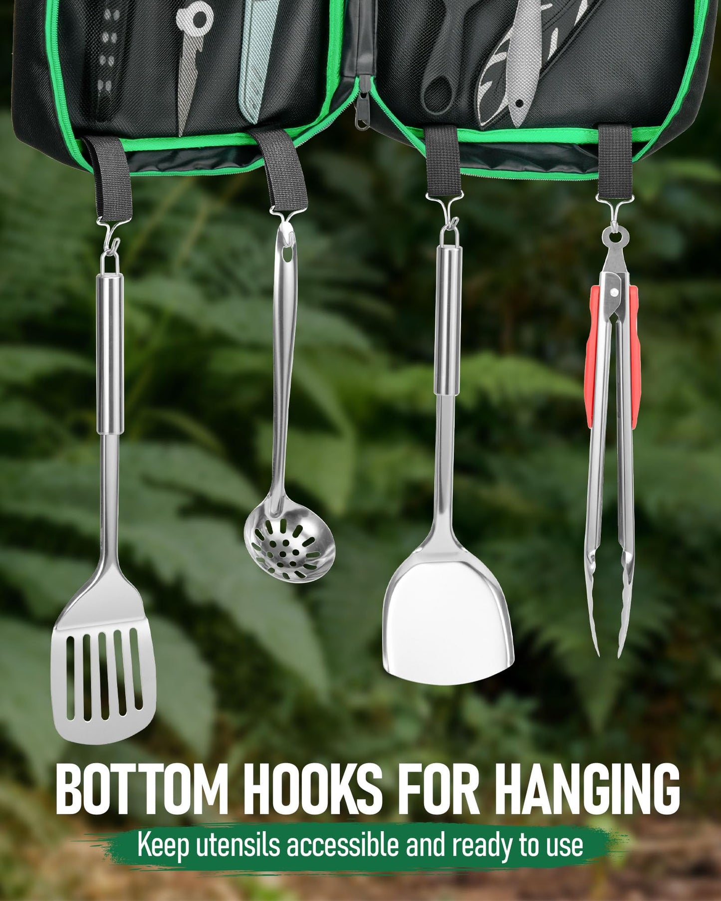 FANGSUN Camping Cooking Utensils, 16 PCS Portable Camping Kitchen Set with Grill Accessories, Camp Gifts for Men Dad, New Year‘s Presents for RV, Hiking, Picnic, Backpacking
